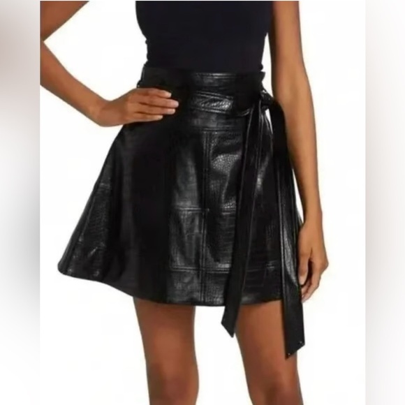 NWT Tanya Taylor- Faux Leather Croc Embossed Courtney Skirt. Size 12 - Picture 1 of 9